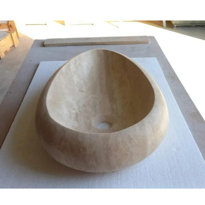 Natural Stone Drop Shape Travertine Sink  (W)14" (L)20" (H)4.7"
