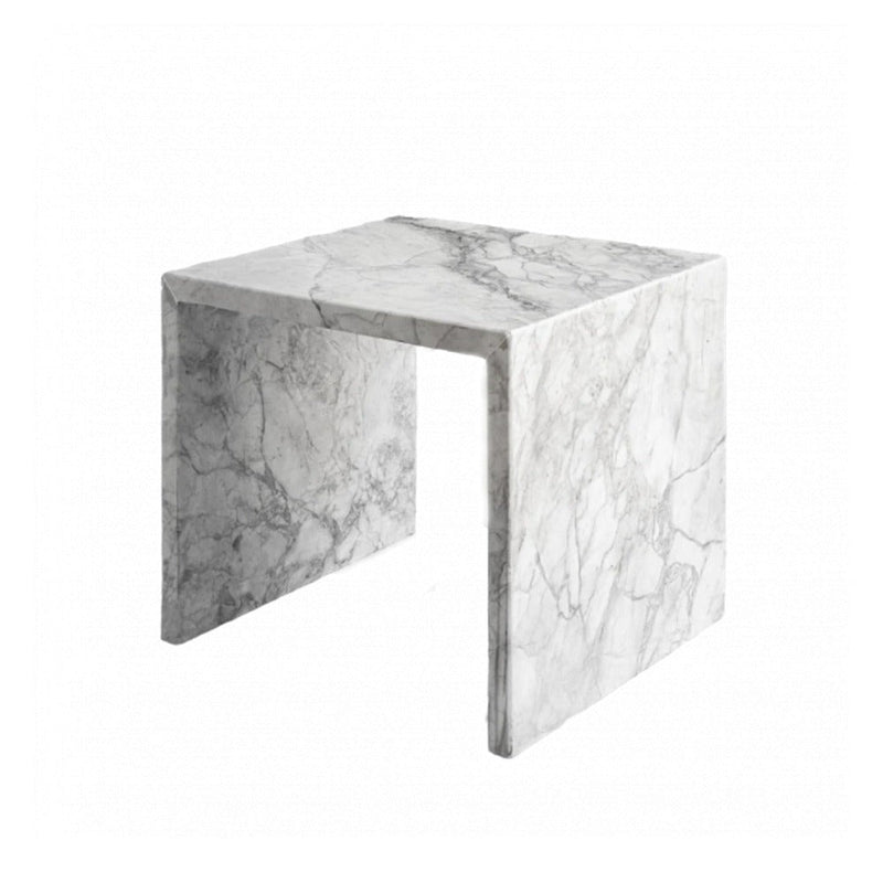 Natural Stone White/Grey Marble Side/End Table SKU-WM40x40ST