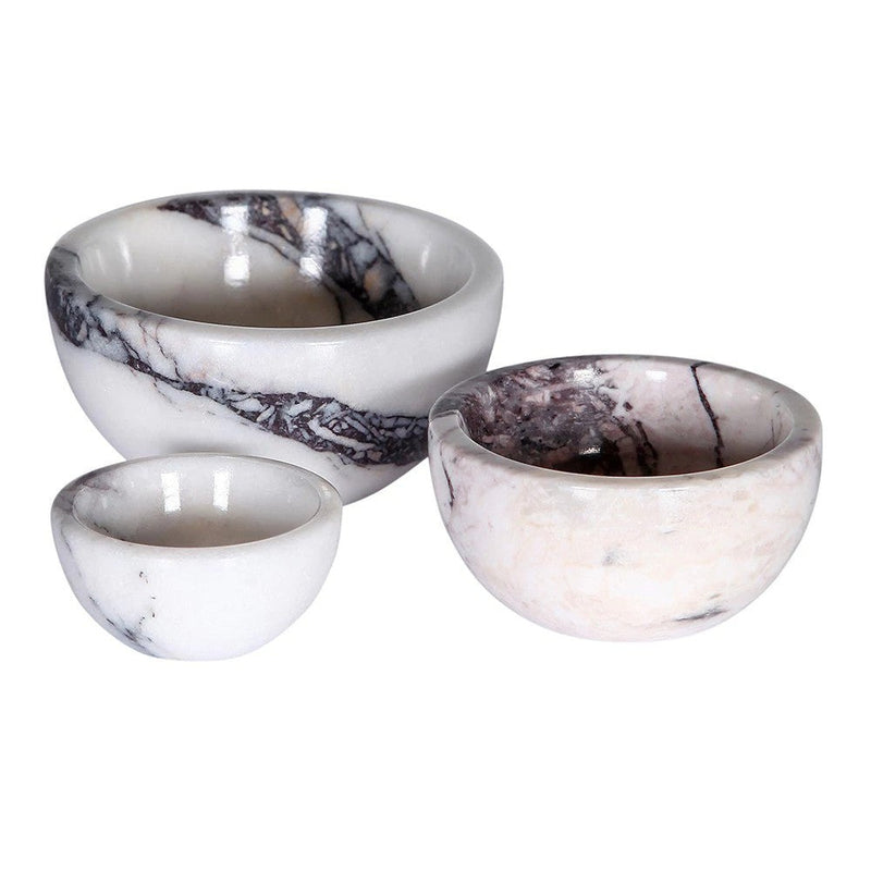 New York White genuine marble nesting bowls set of 3 polished product SKU-MSNYSO34 Product shot on white background
