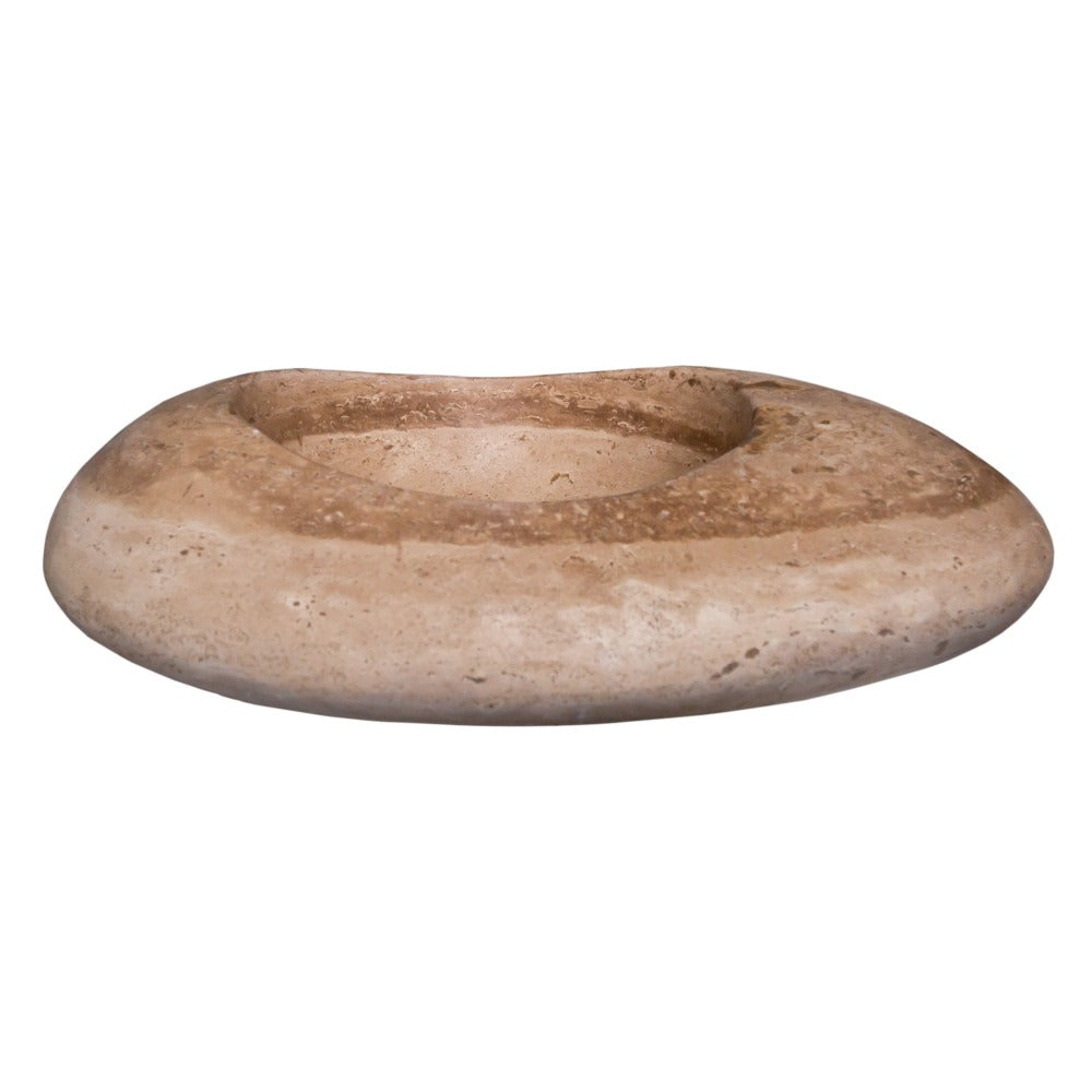 Noce Brown Travertine Natural Stone Kayak Sink SKU-NTRSTC21 Size (W)23" (L)16" (H)6" product shot front view