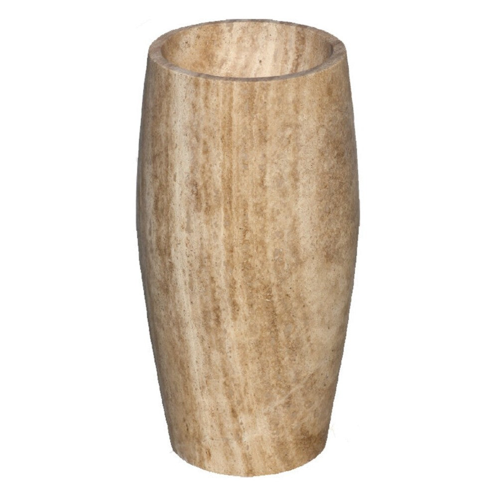 Noce Brown Travertine Pedestal Stand-alone Sink Curved Honed(D1)16" (D2)19.5" (H)33.5" SKU-NTRSTC44 product shot