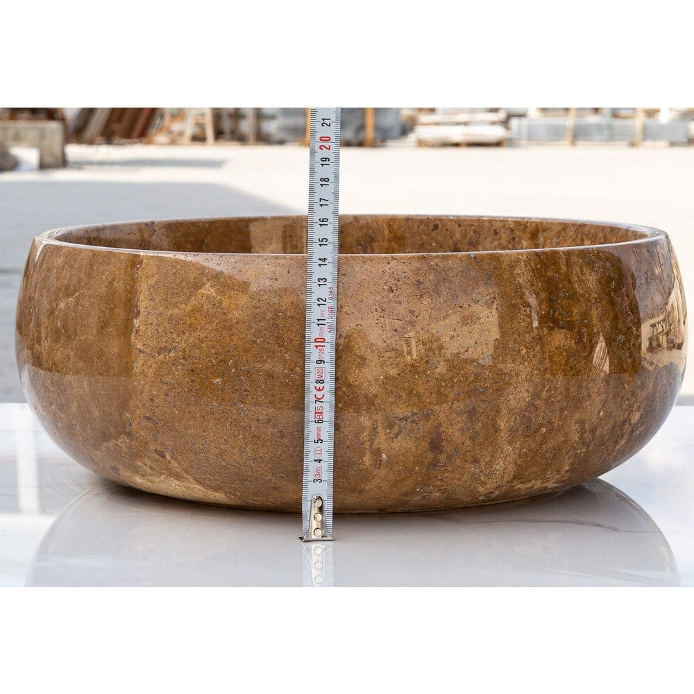 Noce Brown Travertine Natural Stone Vessel Sink Polished (D)16" (H)6"