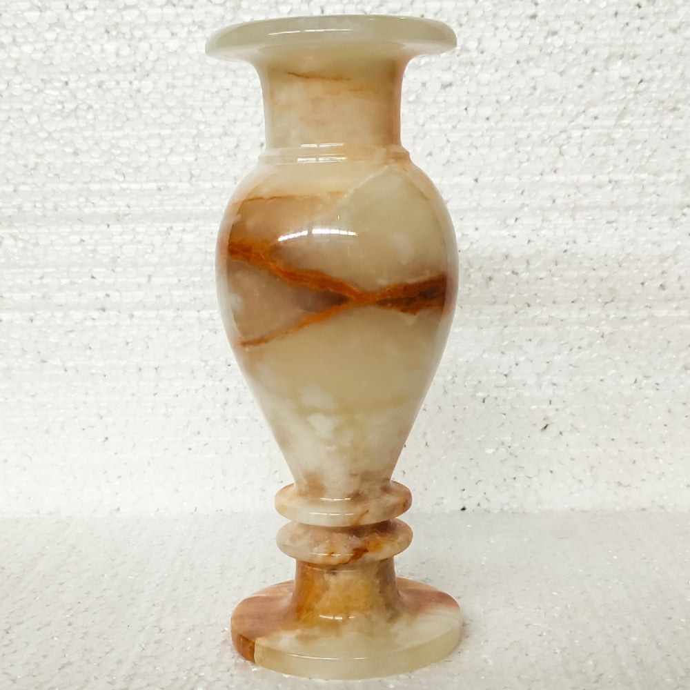 Honey Onyx Stone Vase front view