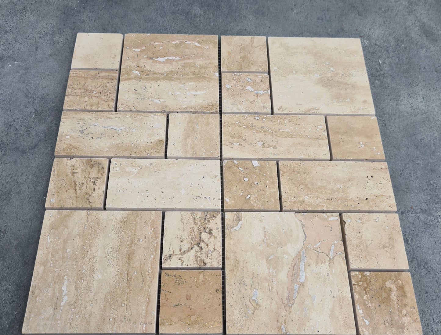 Patara Mini Pattern 12" x 12" Honed Travertine Mesh-Mounted Mosaic Tile