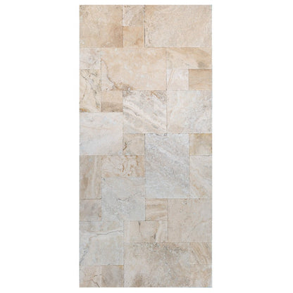 Philadelphia antique French pattern set travertine tile size pattern set surface brushed chiseled SKU-10075602 product shot top view
