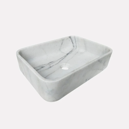 White Calacatta Marble Rectangular Sink Polished (W)12" (L)18" (H)6"