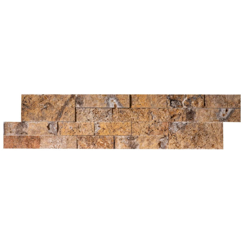 Scabos Ledger 3D Panel 6"x24" Split-face Natural Travertine Wall Tile top view