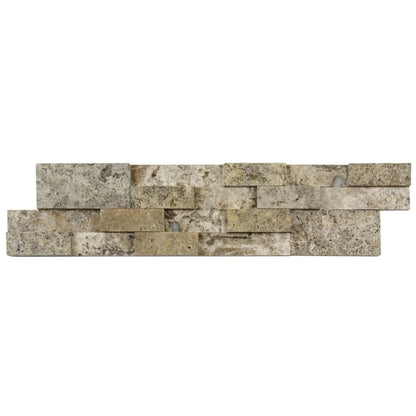 Silver Ledger 3D Panel 6"x24" Natural Travertine Wall Tile Honed Surface