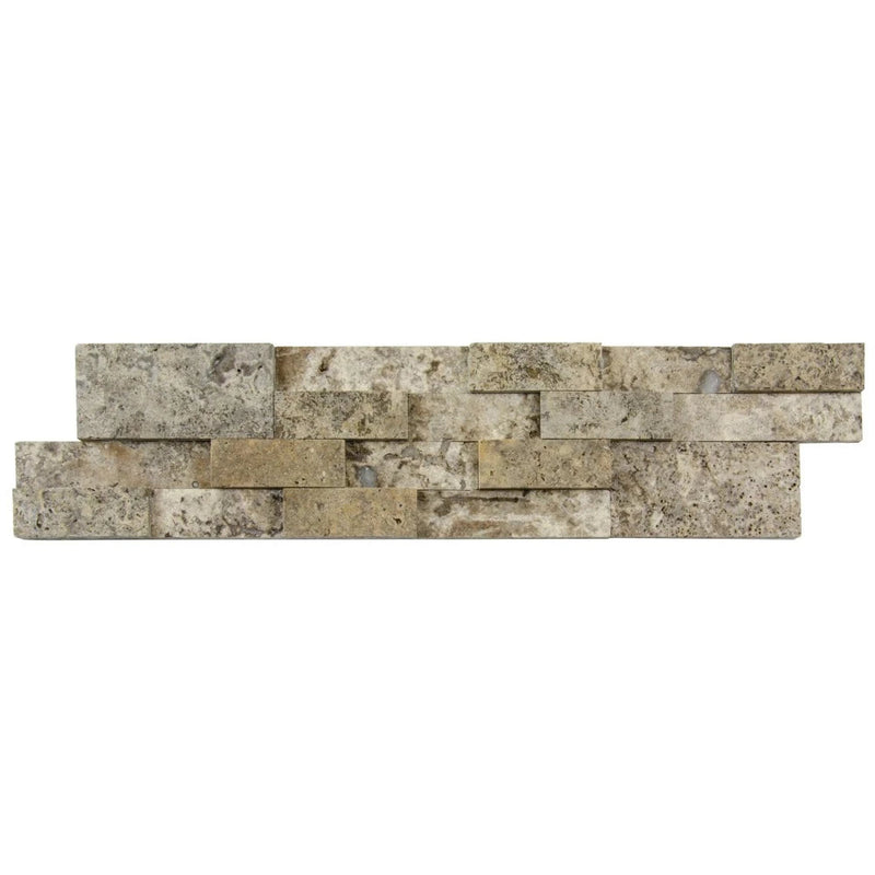 Silver Ledger 3D Panel 6"x24" Natural Travertine Wall Tile Honed Surface