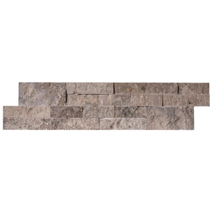 Silver Ledger 3D Panel 6"x24" Natural Travertine Wall Tile Split Face Top View