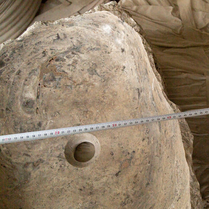 Silver Travertine Stone Rustic Vessel Sink SKU-NTRSTC14 random size (W)16" (L)26" (H)5" product shot width measure