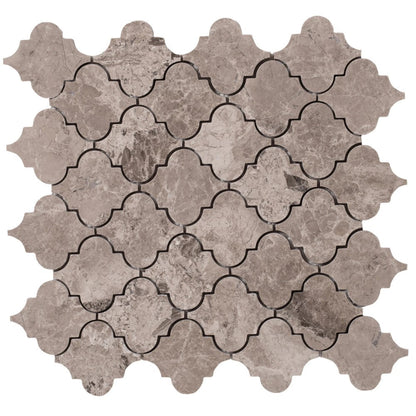 Silver Shadow Marble Casablanca on 12" x 12" Mesh Mosaic Tile SKU-HSSSCMOSH Mesh view on white background