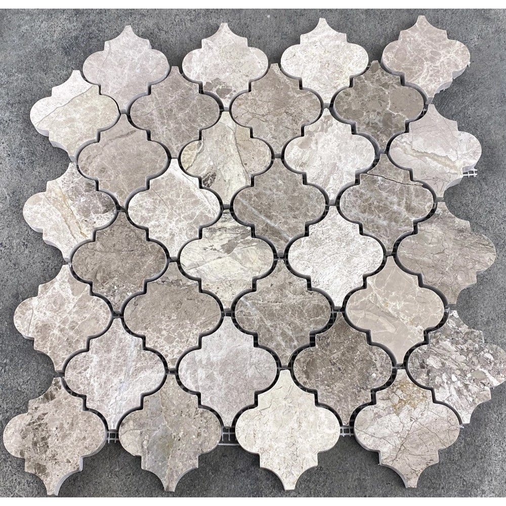 Silver Shadow Marble Casablanca on 12" x 12" Mesh Mosaic Tile SKU-HSSSCMOSH up view