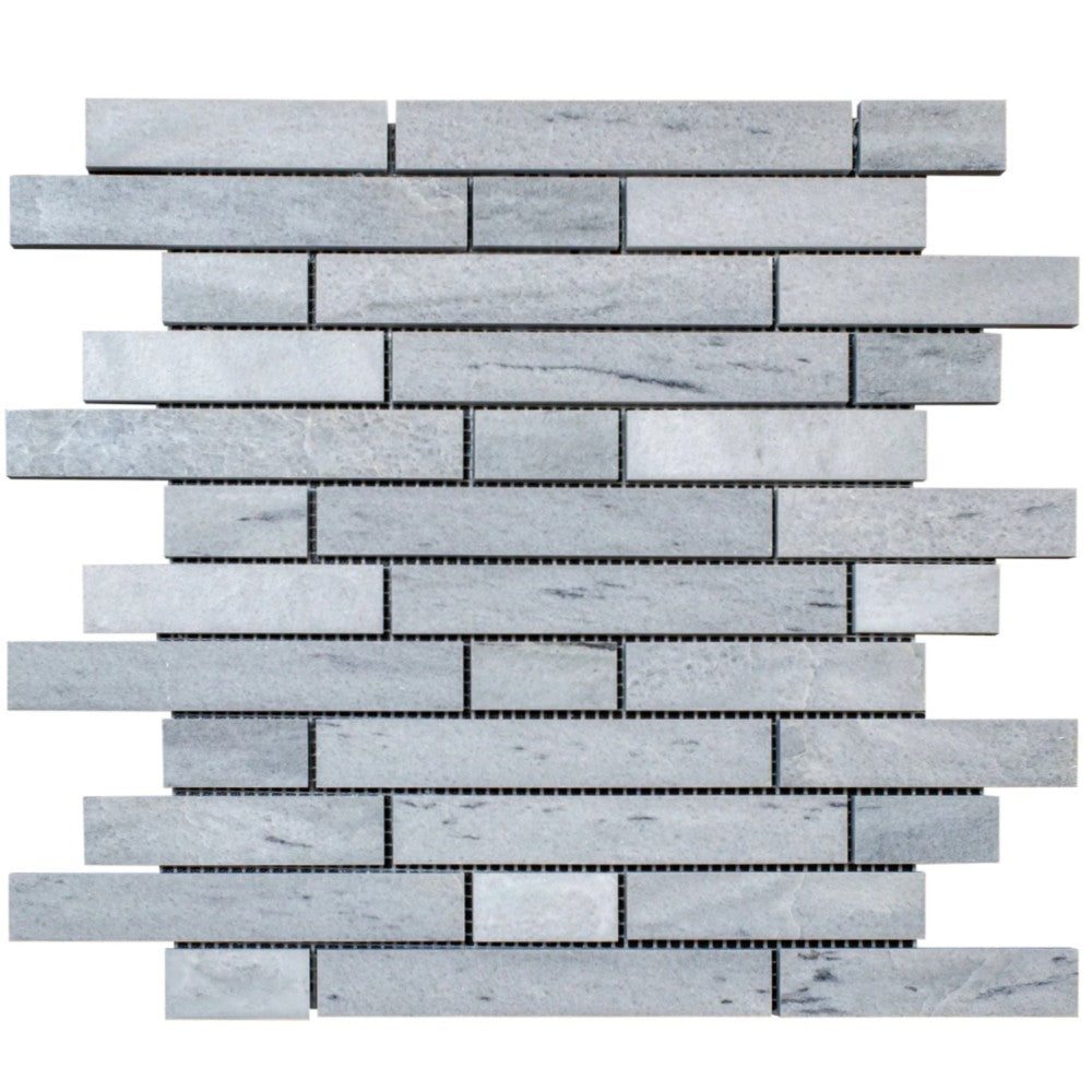 Solto white marble mosaic tile liner on 12x12 mesh honed SKU-HSSWSLNBMOSH top view 