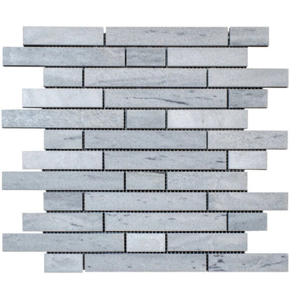 Solto white marble mosaic tile liner on 12x12 mesh honed SKU-HSSWSLNBMOSH top view 