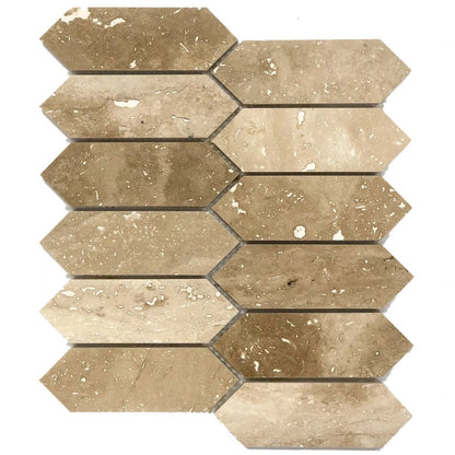 Patara Strada Pattern 12" x 12" Honed Travertine Mesh-Mounted Mosaic Tile SKU-HSPATSMOSHF Product view on white background