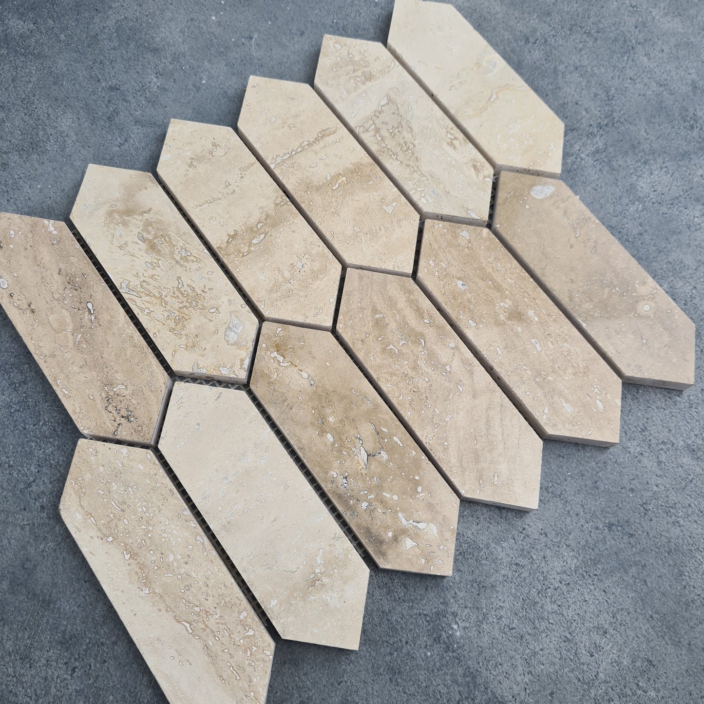 Patara Strada Pattern 12" x 12" Honed Travertine Mesh-Mounted Mosaic Tile