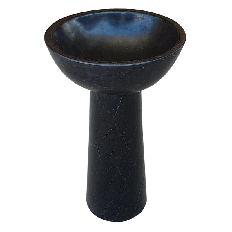 Toros Black Marble Natural Stone Pedestal Oval-top Sink Polished (W)17" (L)20" (H)33.5" SKU-NTRSTC20 product shot 