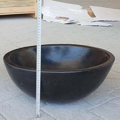 Toros Black Marble Natural Stone Pedestal Oval-top Sink Polished (W)17" (L)20" (H)33.5" SKU-NTRSTC20 product shot top sink height measure