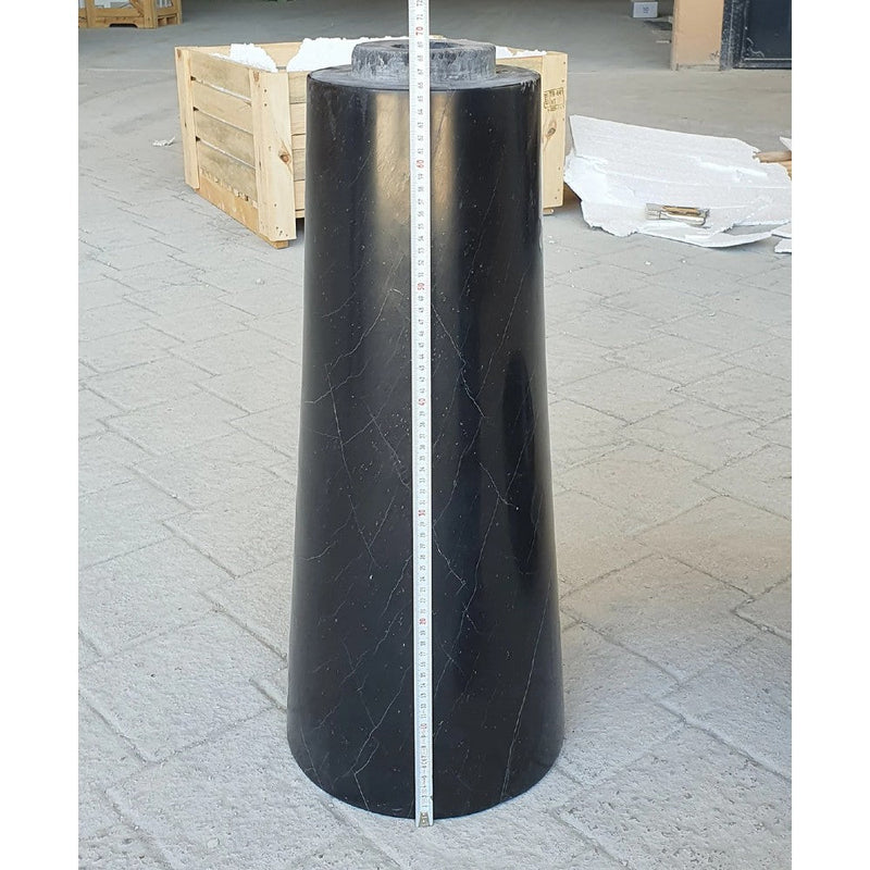 Toros Black Marble Natural Stone Pedestal Oval-top Sink Polished (W)17" (L)20" (H)33.5" SKU-NTRSTC20 product shot Tapered Column total height measure
