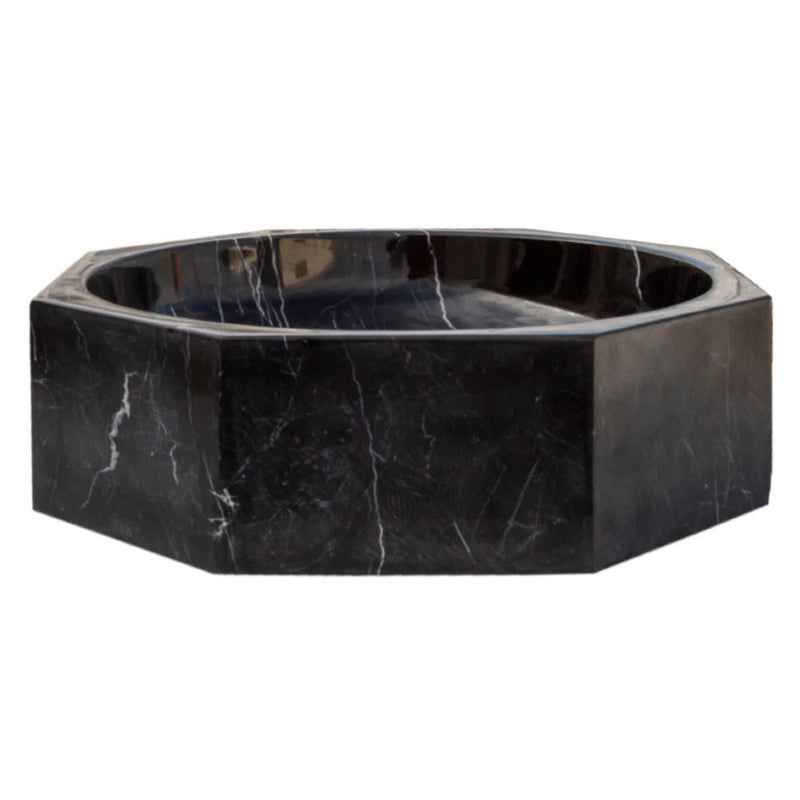 Toros Black Marble Octagon Natural Stone Vessel Sink Polished D16 H5 SKUEGETBOP166 side view