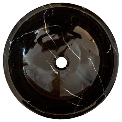 Toros Black Marble Vessel Sink rough exterior SKU-NTRVS24 size (D)16" (H)6" product shot top view