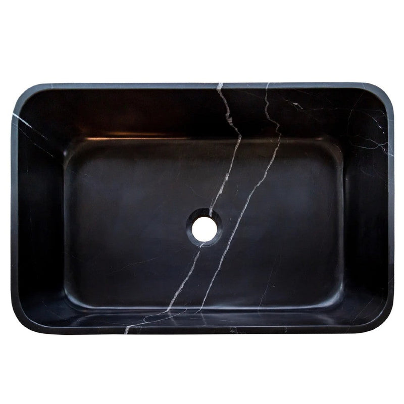 Toros Black marble Farmhouse Rectangular Sink Polished size (W)13.5" (L)21.5" (H)6" SKU-NTRVS11 product shot top view