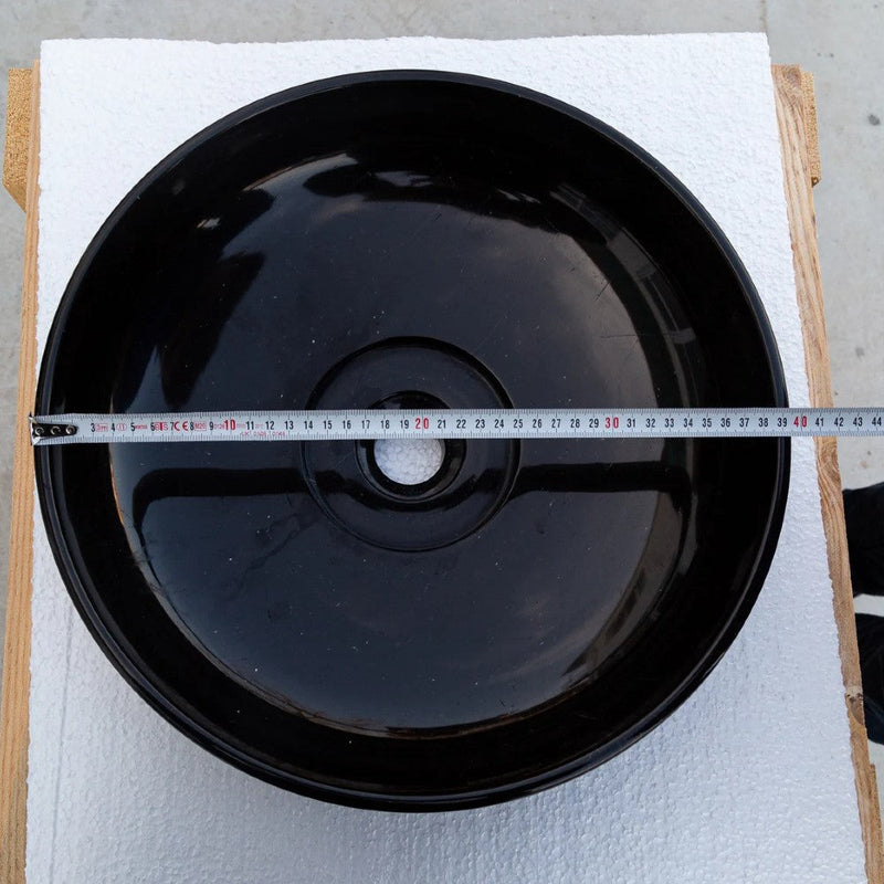 Toros Black marble Round Above Counter Sink Polished size D 16'' H6'' SKU NTRSTC52 diamater measure view