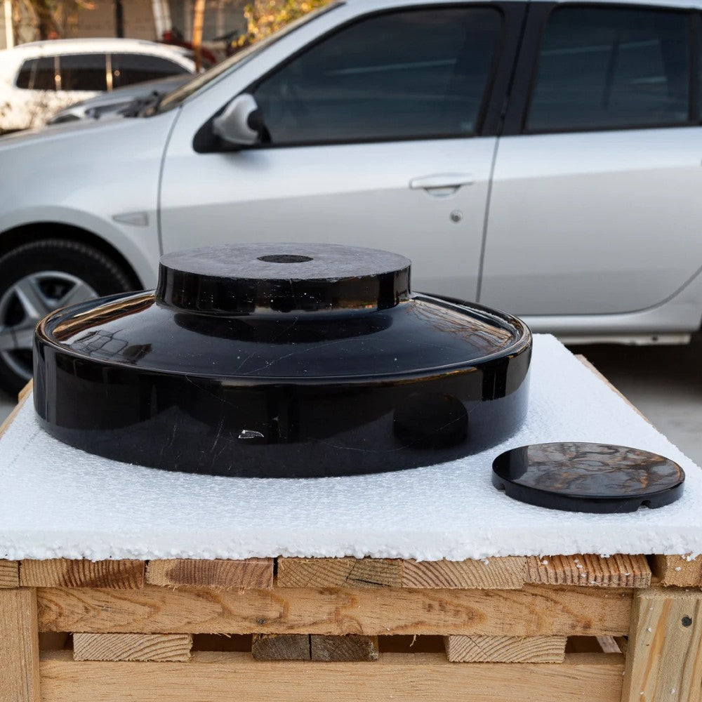 Toros Black marble Round Above Counter Sink Polished size D 16'' H6'' SKU NTRSTC52 side view product shot