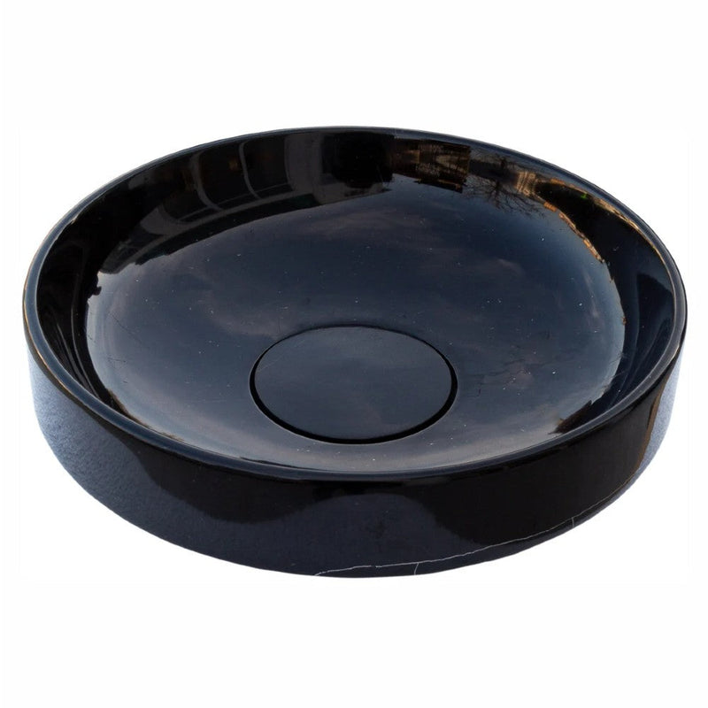 Toros Black marble Round Above Counter Sink Polished size D 16'' H6'' SKU NTRSTC52 Perspective view product shot