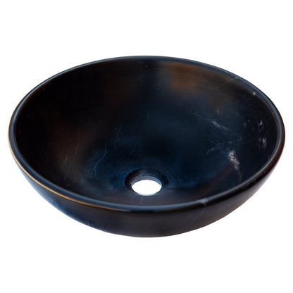 Toros black marble round vessel sink NTRSTC01 (D)16" (H)6" product shot angle view