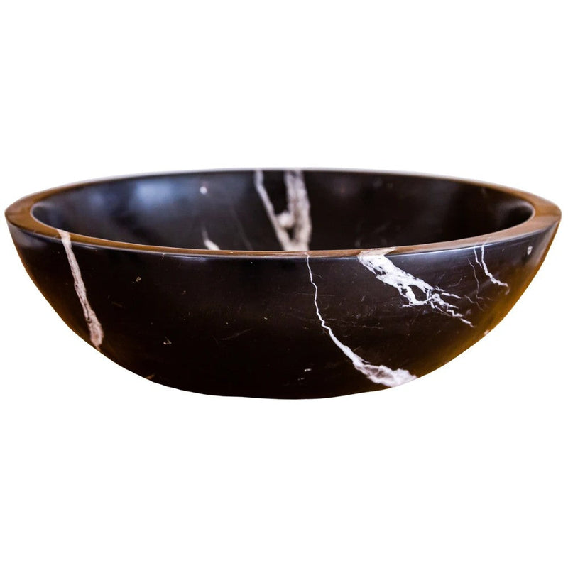 Natural Stone Toros Black Marble Vessel Sink Bowl Polished (D)16" (H)6"