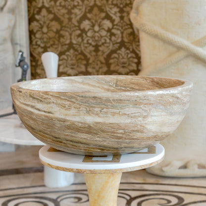 traonyx travertine onyx natural stone marble vessel sink size (D)16" (H)6" SKU-NTRVS32 product shot front view