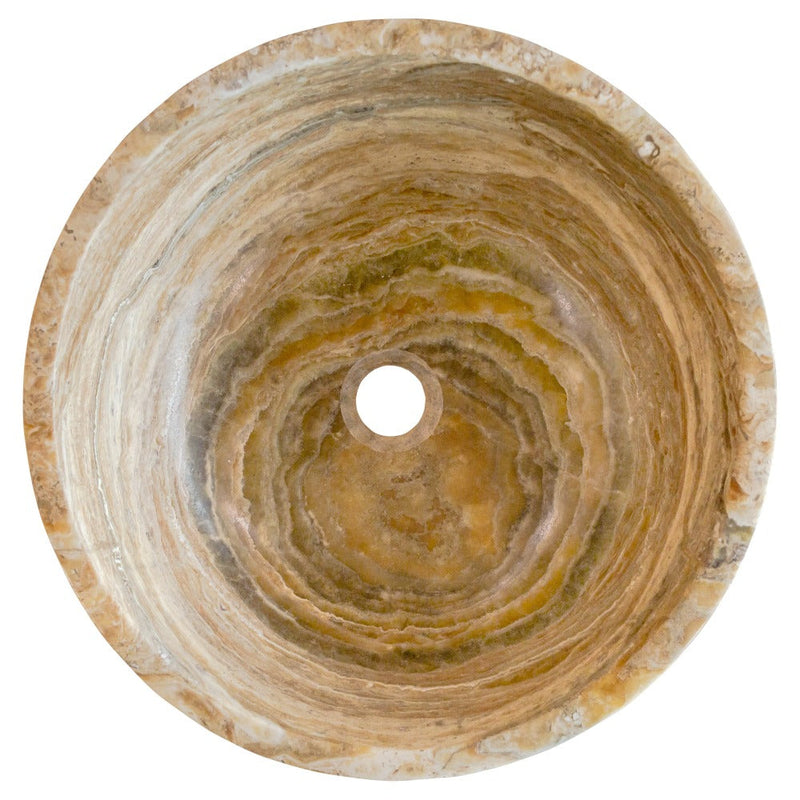 traonyx travertine onyx natural stone marble vessel sink size (D)16" (H)6" SKU-NTRVS32 product shot top view