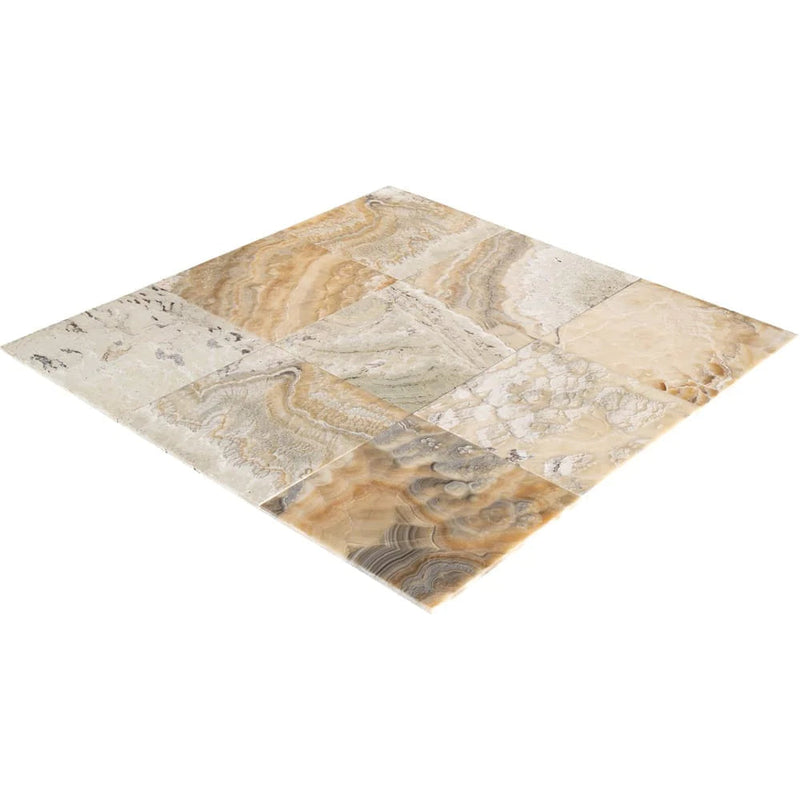 Traonyx Travertine Tile Honed and Filled SKU-TONYX18x18H angle view