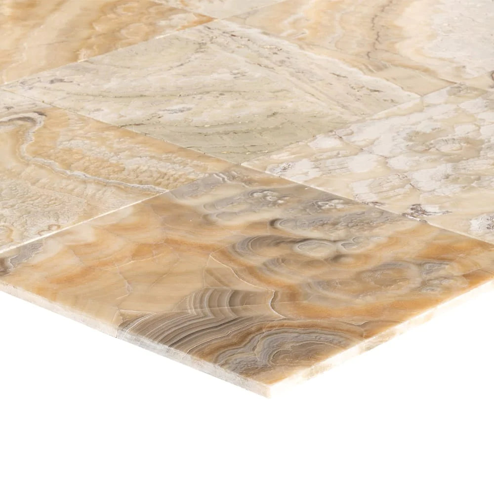 Traonyx Travertine Tile Honed and Filled SKU-TONYX18x18H corner view