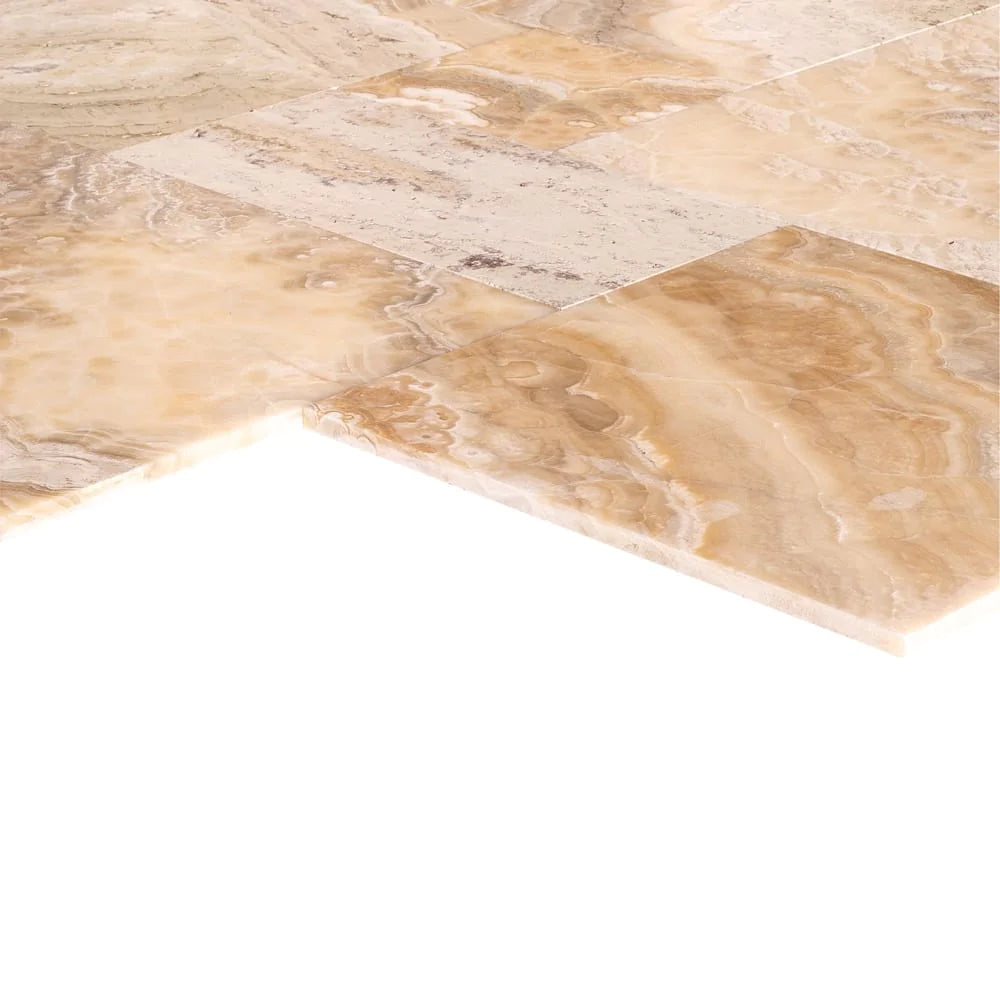 Traonyx Travertine Tile Honed and Filled SKU-TONYXPATH corner view