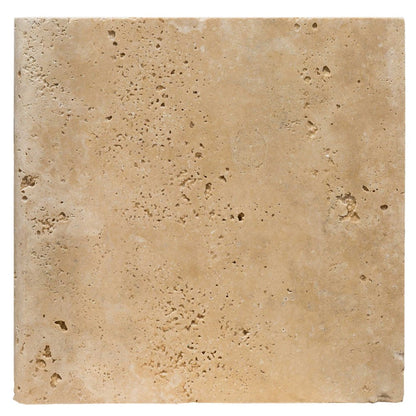 Travertine pool coping bullnosed paver tumbled size 12x12 SKU-20030003 product shot top view