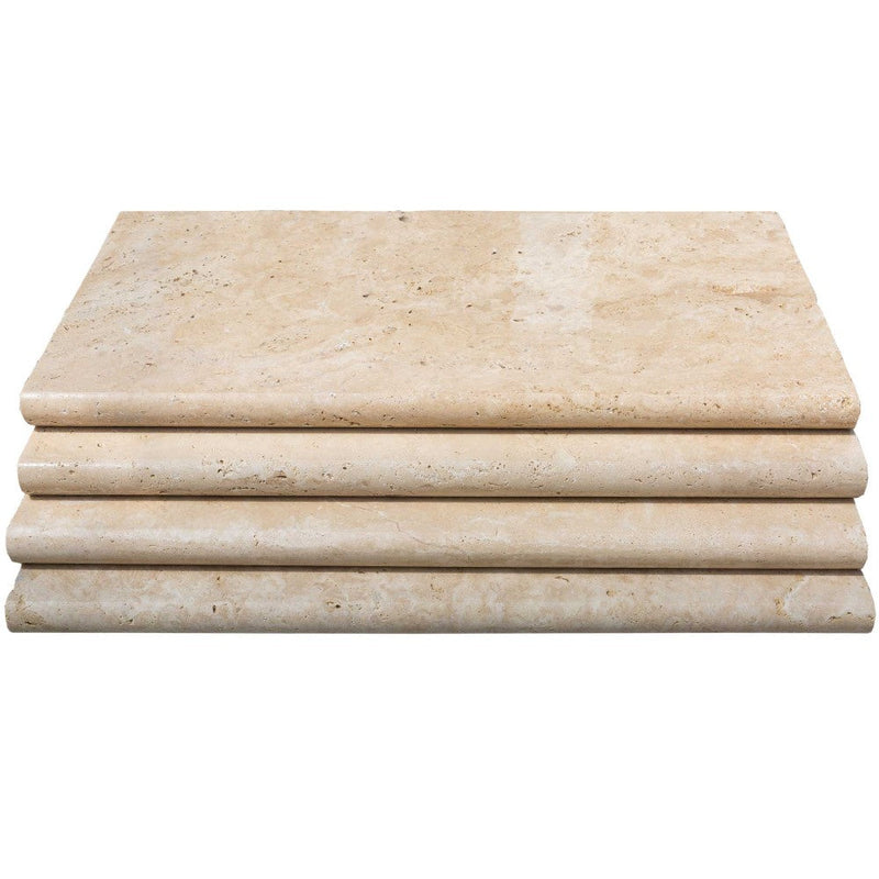 Travertine pool coping bullnosed paver tumbled size 12x24 SKU-20030004 product shot