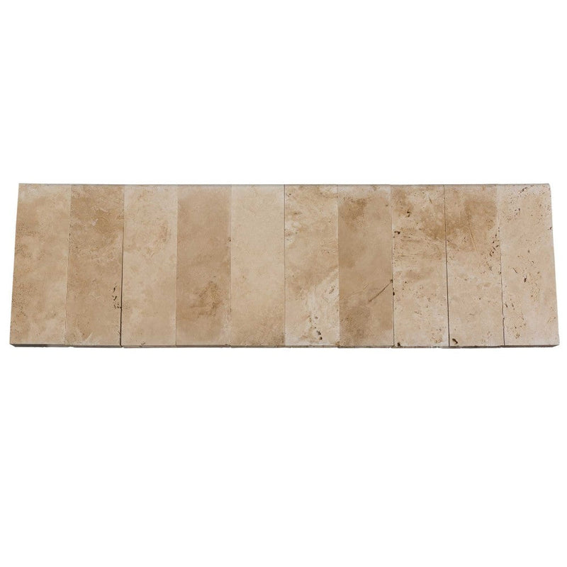 Travertine pool coping bullnosed paver tumbled size 6x12 SKU-20030002 product shot top view