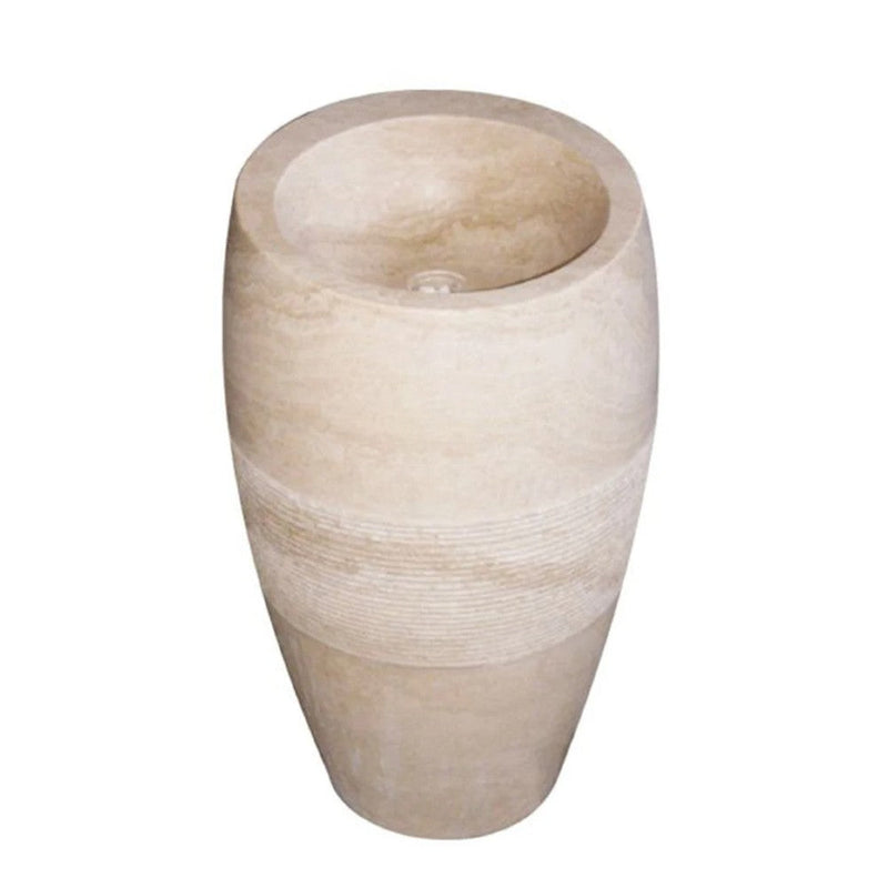 Troia Light Travertine Pedestal Stand-alone Sink Curved Honed (D)16" (H)33.5"