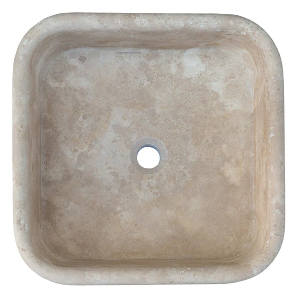 Troia Light Travertine Pedestal rectangular Sink W15 L16 H33.5 SKU-YEDSIM01 product shot top view