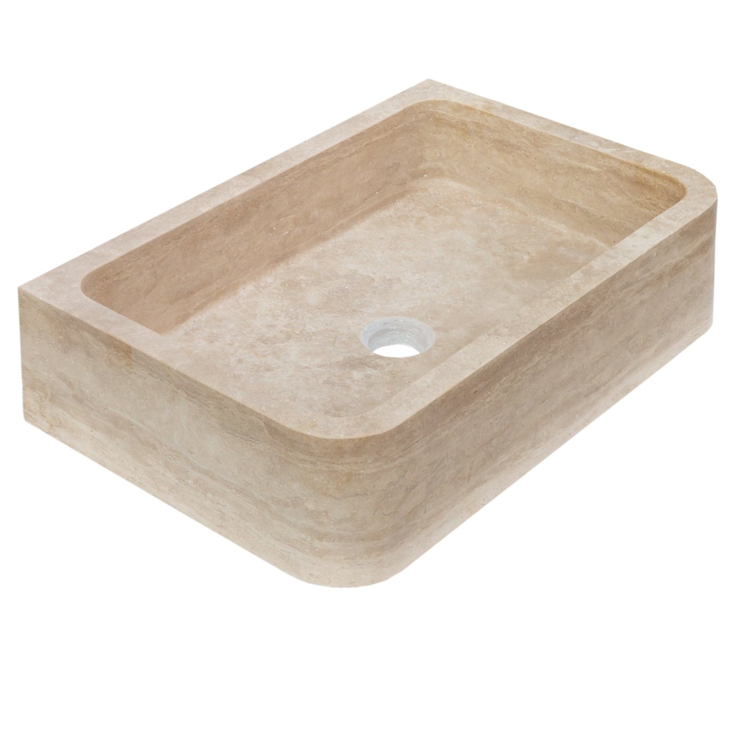 Troia Light Travertine Farmhouse Sink Honed and Filled (W)18" (L)27.5" (H)7"