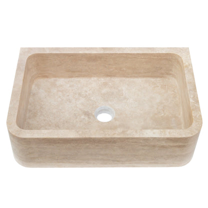 Troia Light Travertine Farmhouse Sink Honed and Filled (W)18" (L)27.5" (H)7"