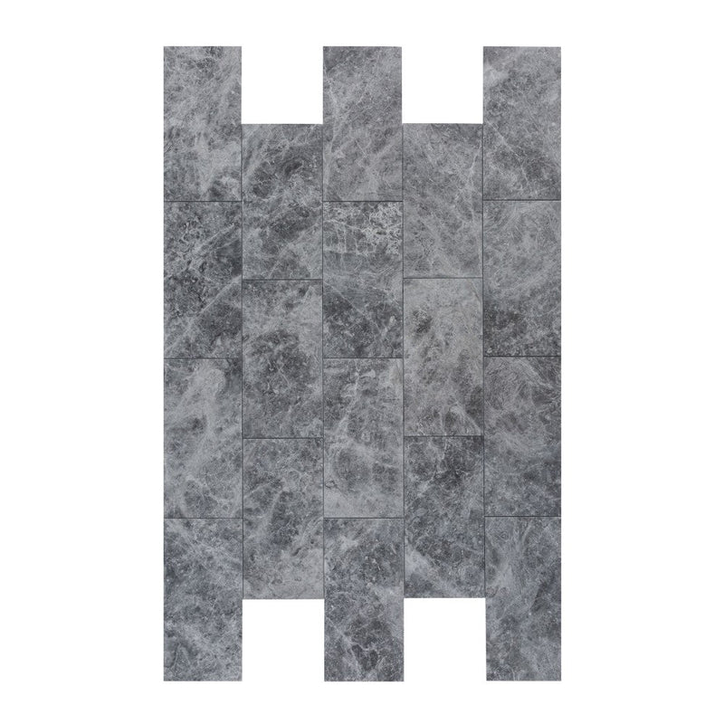 tundra earth grey marble tile surface polished edge straight SKU-10087356 product shot top view