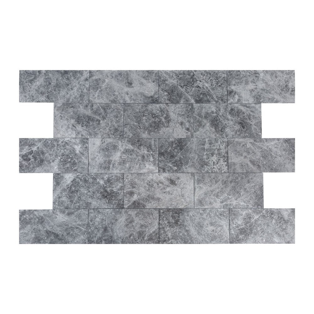 tundra earth grey marble tile surface polished edge straight SKU-10087356 product shot top view