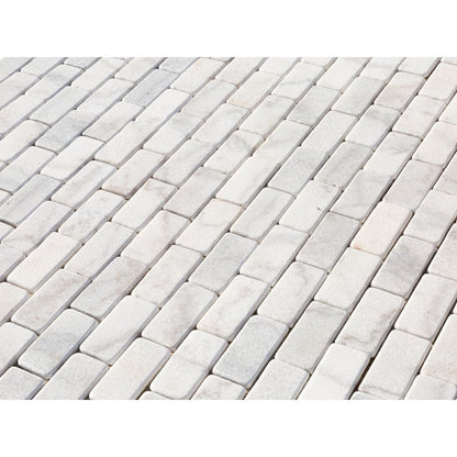 White Brick Marble 2" Hexagon on 12" x 12" Mesh Mosaic Tile