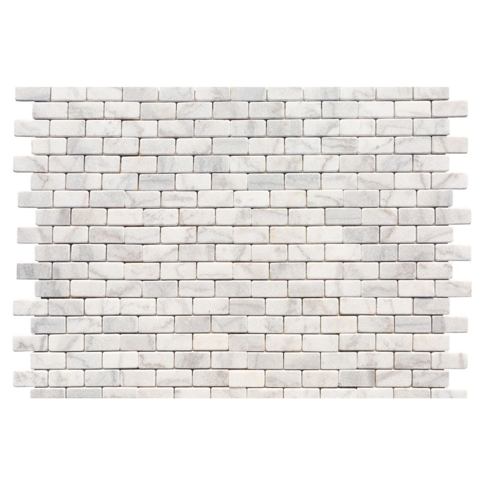 White Brick Marble 2" Hexagon on 12" x 12" Mesh Mosaic Tile