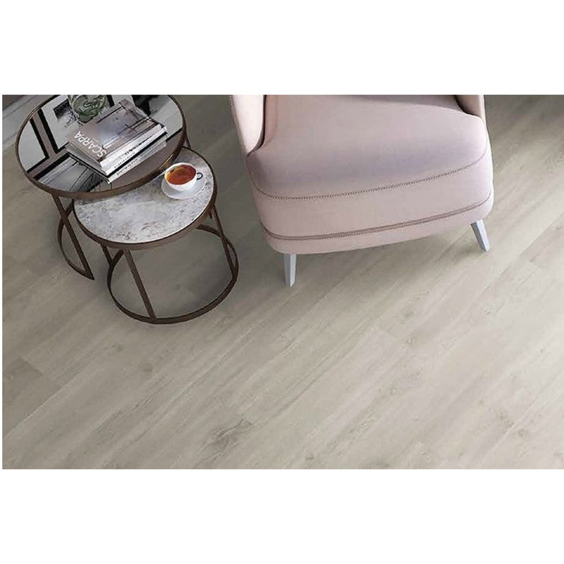 AGT Bella anemon laminate flooring wood look size 7.5"x47" thickness 8mm SKU 991980 installed on living room floor