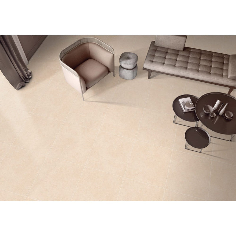 anka alize cream matte porcelain floor tile living room 18"x18" (45cmx45cm) SKU 165191 installed on living room floor